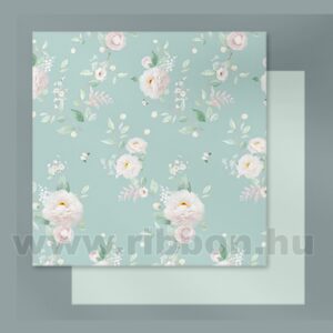 Virágmintás íves papír csomagoló- 10 ív/csomag [53cm x 53cm] pasztell mentazöld