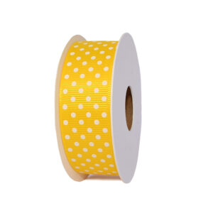 Pöttyös ripsz szalag [25mm x 10m] vintage sárga/fehér