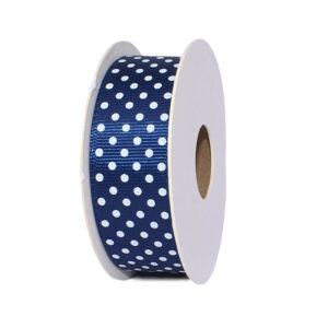 Pöttyös ripsz szalag [25mm x 10m] navy kék/fehér
