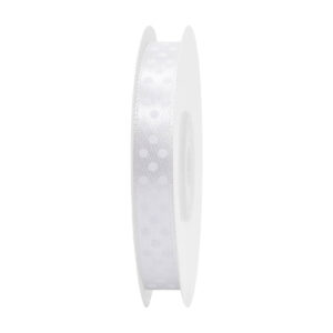 Szatén szalag pöttyös [10mm x 25 yard] fehér/fehér