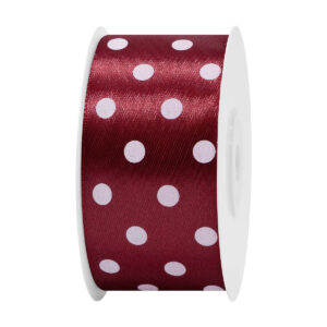 Szatén szalag pöttyös [38mm x 25 yard] bordó/fehér