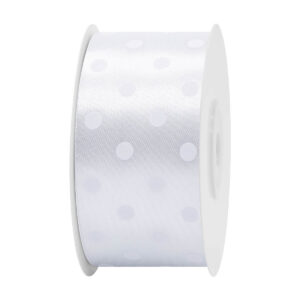 Szatén szalag pöttyös [38mm x 25 yard] fehér/fehér