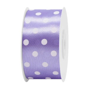 Szatén szalag pöttyös [38mm x 25 yard] lila/fehér