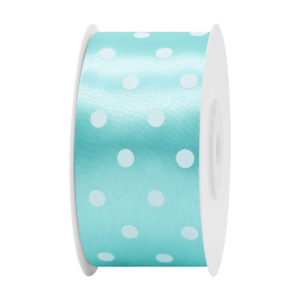 Szatén szalag pöttyös [38mm x 25 yard] menta zöld/fehér