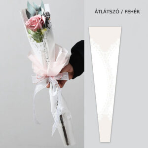 Íves fólia virágtasak csipke mintás – 20 ív/csomag [14cm x 4cm x 50cm] átlátszó/fehér