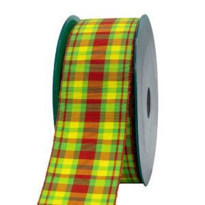 Kockás mintázatú dekor szalag [40mm x 10m] citrom/piros/zöld