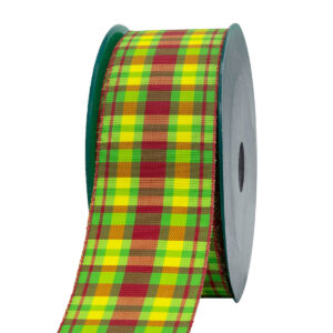 Kockás mintázatú dekor szalag [40mm x 10m] citrom/ciklámen/zöld