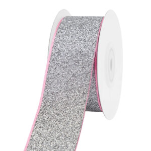 Dekorációs glitter szalag [38mm x 10m] ezüst/rózsaszín