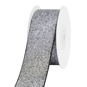 Dekorációs glitter szalag [38mm x 10m] ezüst/fekete