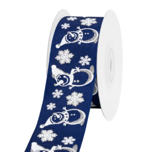 Dekorációs karácsonyi szalag [38mm x 10m] navy kék/fehér/ezüst