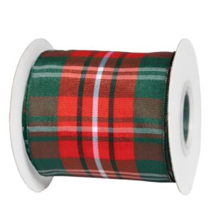 Skót kockás karácsonyi szalag [63mm x 10m] sötétzöld/piros/fehér