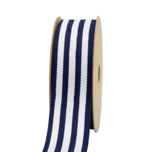 Csíkos mintás dekor szalag [25mm x 10m] fehér/navy kék