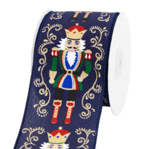 Diótörő mintás karácsonyi szalag [64mm x 10m] navy kék/arany/piros/zöld