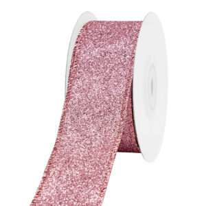 Glitteres karácsonyi dekor szalag [38mm x 10m] púder rózsaszín