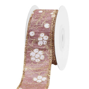 Fagyöngy mintás karácsonyi dekor szalag [38mm x 10m] mályva