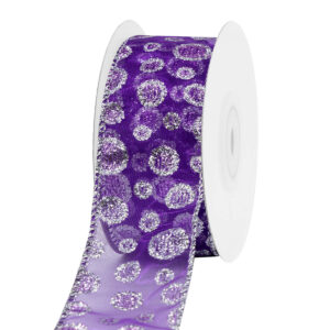 Glitteres mintás organza szalag [38mm x 10m] lila/ezüst