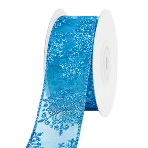 Glitteres hópehely mintás karácsonyi dekor szalag [38mm x 10m] türkizkék