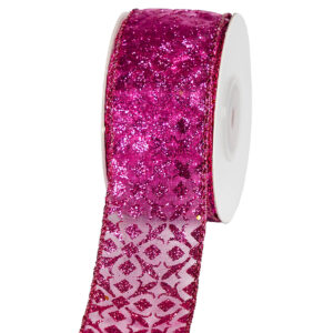 Glitteres mintás organza szalag [38mm x 10m] ciklámen