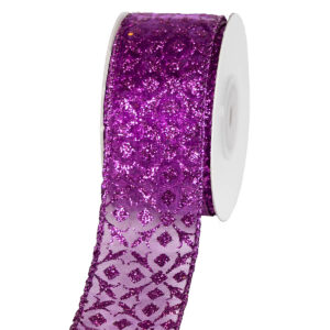 Glitteres mintás organza szalag [38mm x 10m] sötétlila