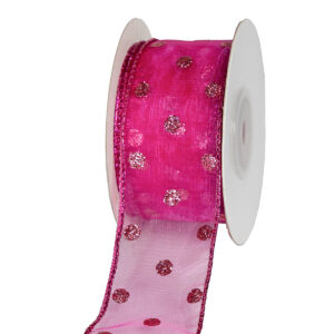 Glitter pöttyös organza szalag [38mm x 10m] ciklámen
