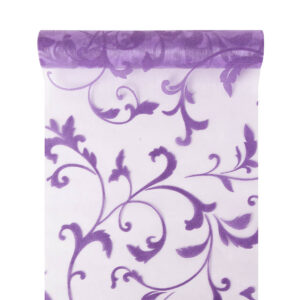 Bársony inda mintás organza anyag [23,5cm x 5m] lila