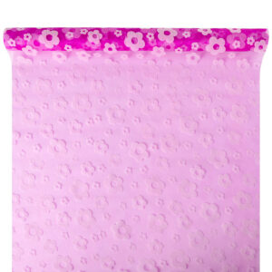 Bársony virágmintás organza anyag [47cm x 5m] ciklámen/fehér