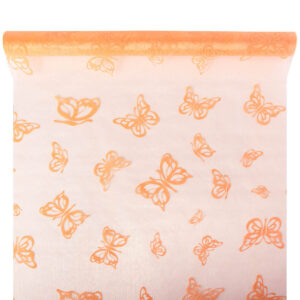 Bársony lepke mintás organza anyag [47cm x 5m] barack