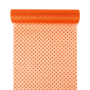 Glitter pöttyös mintás organza anyag [23,5cm x 5m] narancssárga