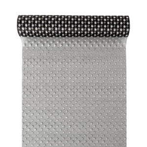 Glitter pöttyös mintás organza anyag [23,5cm x 5m] fekete/ezüst